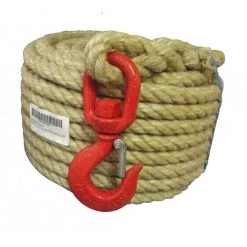 CORDAGE À POULIE CORDERIE MESNARD CHANVRE AVEC CROCHET Ø 20/22 - CPCHS200C040N