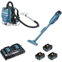 ENSEMBLE DE 2 MACHINES D'ASPIRATION ET ASPIRATEUR BALAIS 18V MAKITA (DVC260 + DCL181F) - DLX2248PT1